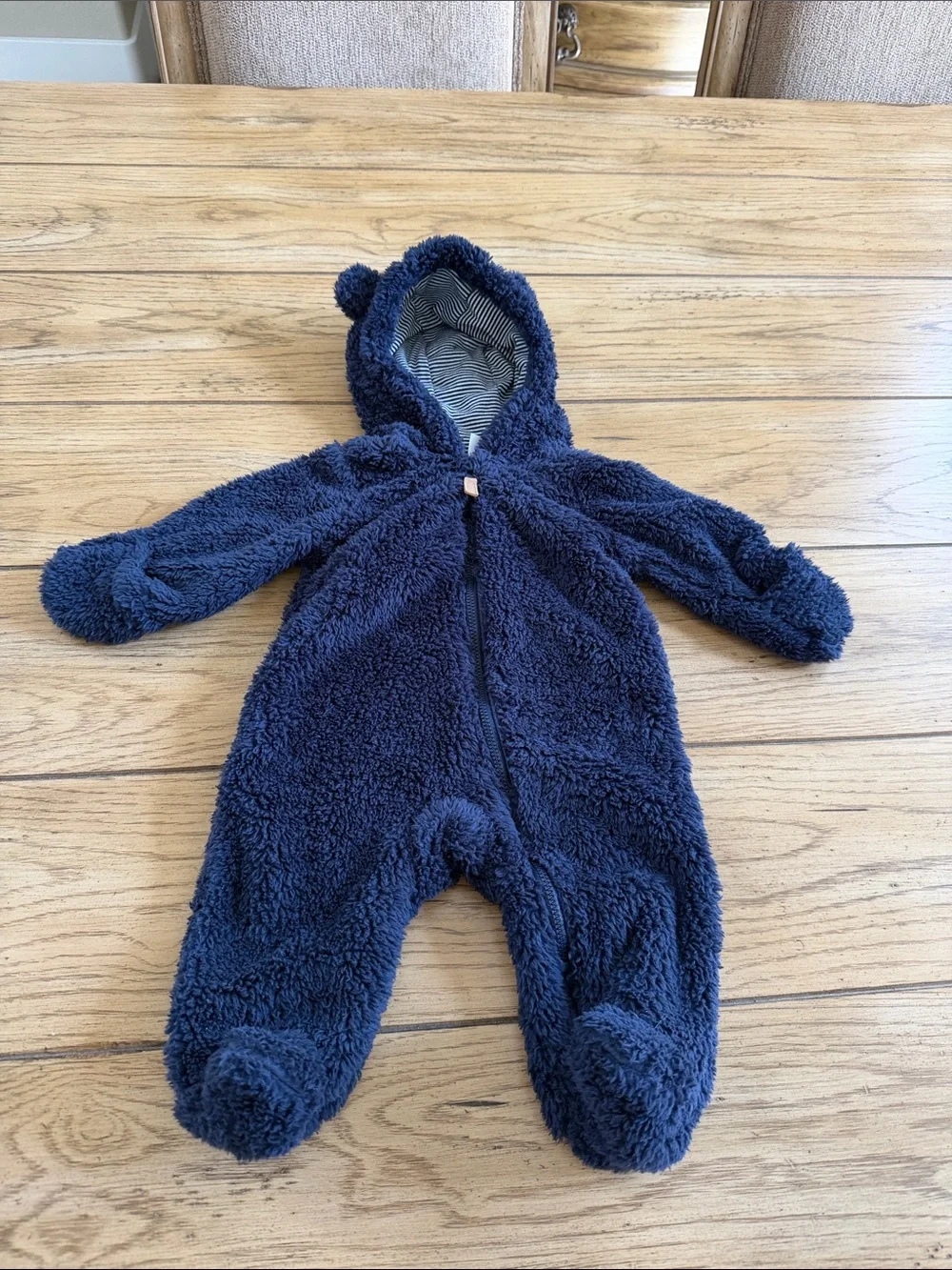 Carter's Navy Sherpa Hooded Baby Footed One-Piece